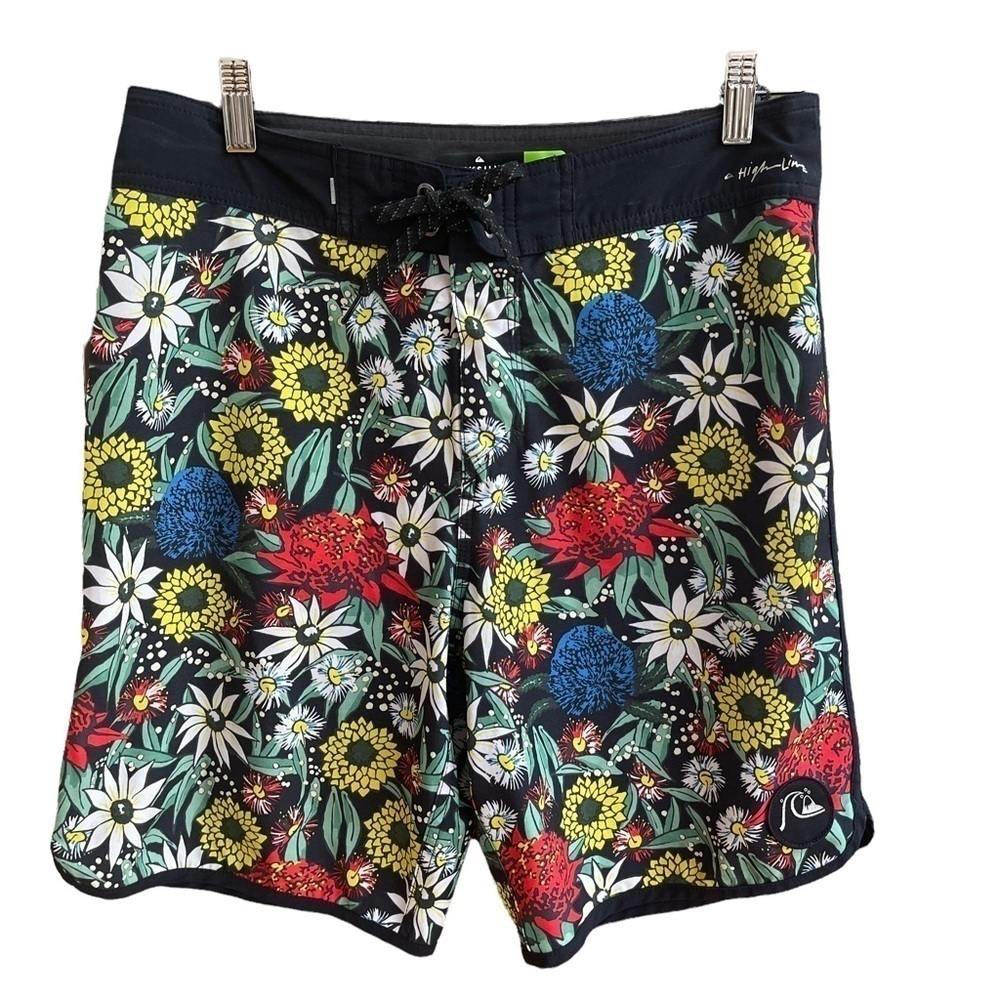 Quiksilver Swim Bathing‎ Suit Highline Dry Flight Floral Print Water Repellent
